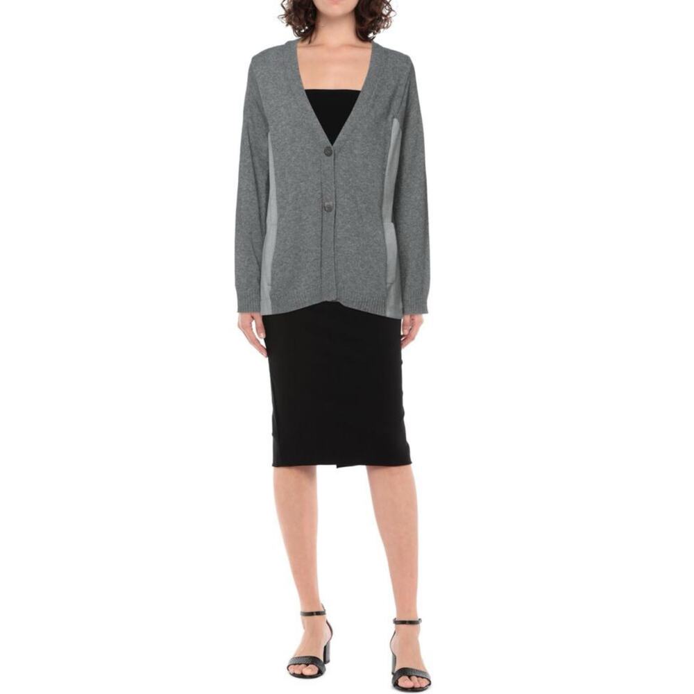 Semicouture Charcoal Gray Donna Wool Sweater Blazer Back Cardigan S NWT